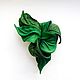 Hair clip machine hair flower from the skin of the `emerald City` green emerald. Beautiful flower hair clip leather gifts for women girlfriend.Buy a hairpin as a gift in Moscow Beautiful flower hair c