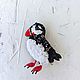 Puffin Bird brooch, beads, rhinestones, Brooches, Ekaterinburg,  Фото №1