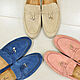 Women's loafers made of natural suede, in beige color!. Loafers. SHOES&BAGS. My Livemaster. Фото №6