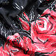 Шелковый Платок "Roses" Красный,Черный шелк 100%, Платки, Кисловодск,  Фото №1