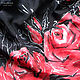 Silk Scarf 'Roses' Red,Black silk 100%, Shawls1, Kislovodsk,  Фото №1