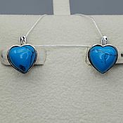 Украшения handmade. Livemaster - original item Silver earrings with natural turquoise 11h11mm. Handmade.