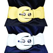 Винтаж handmade. Livemaster - original item Two colors! Stylish wide waist belt in white and yellow. Handmade.