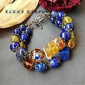 Украшения handmade. Livemaster - original item Bracelet. lapis lazuli, amber and citrine. Handmade.