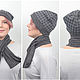 Set hat Snood or scarf gray-black crow's foot. Headwear Sets. Yana Levashova Fashion. My Livemaster. Фото №4