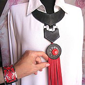 Колье - подвеска с браслетом Низами (кожа, агат)