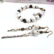 Украшения handmade. Livemaster - original item WHITE CHOCOLATE bracelet and earrings to buy a gift for my wife. Handmade.