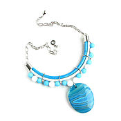 Украшения handmade. Livemaster - original item Blue necklace, agate necklace, statement necklace, chain necklace. Handmade.