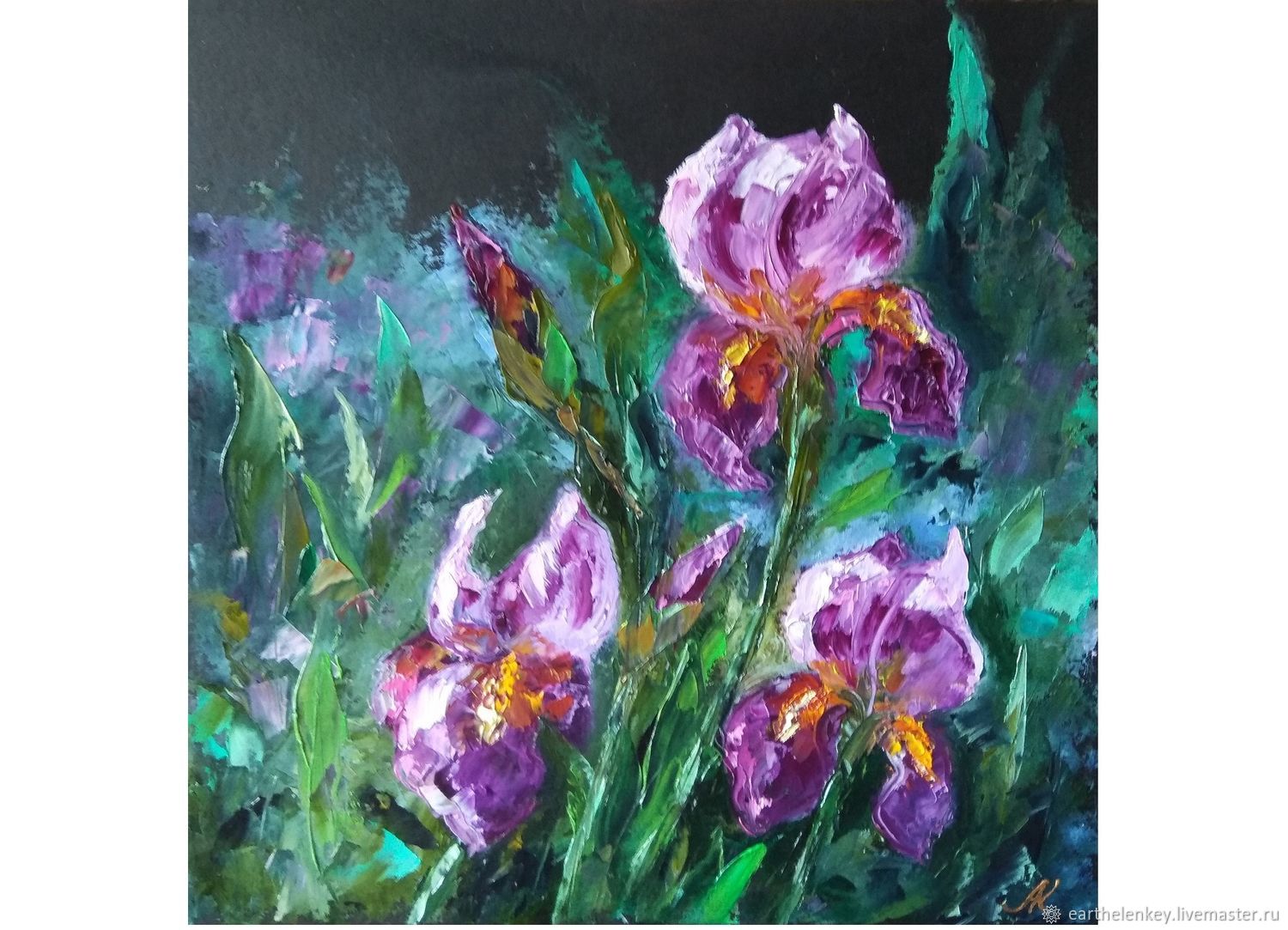Картины: Ирисы, цветы, масло в интернет-магазине Ярмарка Мастеров по ...