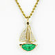 5.90tcw Exquisite Emerald & Diamond Sail Boat, Hand Made Emerald Sail, Pendants, West Palm Beach,  Фото №1