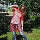 Красная туника - сетка пляжная ажурная из хлопка, пляжное платье, Туника, Зеленоград,  Фото №1