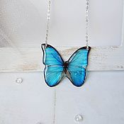 Украшения handmade. Livemaster - original item Transparent Pendant Butterfly Blue Insect Pendant Butterfly. Handmade.