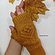  Knitted mittens A bouquet of mustard color. Mitts. Lace knitting workshop. Lidiya.. Online shopping on My Livemaster.  Фото №2