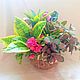 Mini garden of artificial flowers in a basket. Composition. TaLanaLita (goodshop39). My Livemaster. Фото №5