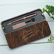 Сувениры и подарки handmade. Livemaster - original item Gift set: wooden pen and flash drive with engraving. Handmade.