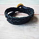 Braided bracelet leather winding button. Cuff bracelet. Tatiana (Leather bracelets). Online shopping on My Livemaster.  Фото №2