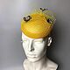 A pill hat made of straw with a blue rose with butterflies, Hats1, Moscow,  Фото №1