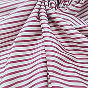 Материалы для творчества handmade. Livemaster - original item Fabric: White striped cotton blouse, fuchsia. Handmade.