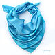 Turquoise blue handkerchief 'sky garden' silk 100% satin Batik. Shawls1. Silk Batik Watercolor ..VikoBatik... My Livemaster. Фото №4