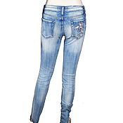 Винтаж handmade. Livemaster - original item Size 42, 44, 46. Stylish blue skinny jeans with embroidery. USA. Handmade.