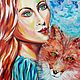 Картина маслом Девушка. Картина маслом Лиса. Картина на холсте, Картины, Алексин,  Фото №1