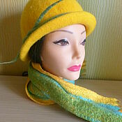 Аксессуары handmade. Livemaster - original item Bright felted hat with scarf.. Handmade.