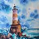 Картина маяк морской пейзаж акварелью 27х38, Картины, Москва,  Фото №1