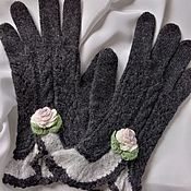 Аксессуары handmade. Livemaster - original item Gloves: Dark grey merino gloves with embroidery. Handmade.