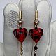 Серьги сердца из Lampwork. Серьги классические. Kapyrina-adelina. Интернет-магазин Ярмарка Мастеров.  Фото №2