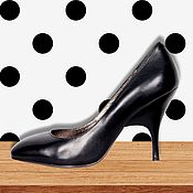 Винтаж handmade. Livemaster - original item Black shoes with square toe made of genuine leather. Handmade.
