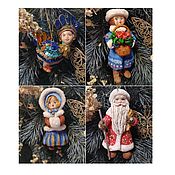 Сувениры и подарки handmade. Livemaster - original item Cotton Christmas tree toys set of 4 pieces. Handmade.