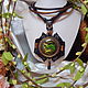 Necklace in leather with an insert of lacquer miniatures 'Salamander', Necklace, Sizran,  Фото №1