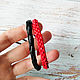 Leather braided bracelet Red and black. Cuff bracelet. Tatiana (Leather bracelets). Online shopping on My Livemaster.  Фото №2