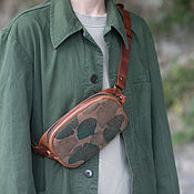 Текстильно-кожаная сумка-торба "Слива"