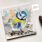 Картины и панно handmade. Livemaster - original item Diptych of birds, paintings with blue Tits. Handmade.