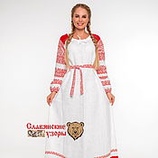 Одежда handmade. Livemaster - original item Dress Slavic White dew with red. Handmade.