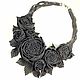 Dance Of The Roses. Graphite. Necklace from genuine leather with handmade flowers. Necklace. ms. Decorator. My Livemaster. Фото №4