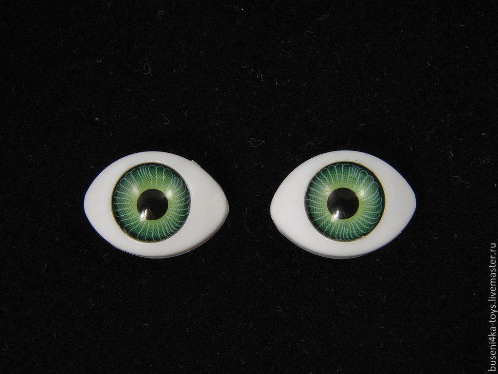 12х17мм Глаза кукольные (зелёные) 2шт. "1671", Фурнитура для кукол и игрушек, Москва,  Фото №1