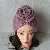 Аксессуары handmade. Livemaster - original item Knitted turban: turban with a flower. Handmade.