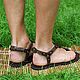 Greek Sandals sandals leather and suede brown Croco. Slingbacks. Katorina Rukodelnica HandMadeButik. My Livemaster. Фото №5