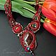 Red necklace made of beads freeform. Sarinite, jasper. Necklace. Elena Crappie - Bags and jewelry. My Livemaster. Фото №4
