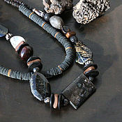 Украшения handmade. Livemaster - original item Afro necklace and choker made of leather and stones 