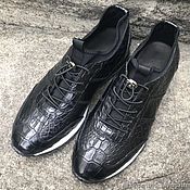 Обувь ручной работы handmade. Livemaster - original item Sneakers from the abdominal part of the crocodile skin, in black.. Handmade.
