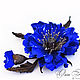 Order Brooch made of leather poppy blue evening Flower ultramarine. flowersstyle (flowersstyle). Livemaster. . Brooches Фото №3