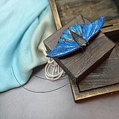 Украшения handmade. Livemaster - original item Brooch Moth blue made of polymer clay. Handmade.