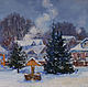 Oil painting 'Winter in the village', landscape, in a baguette, Pictures, Nizhny Novgorod,  Фото №1