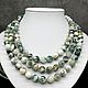 Three-row necklace for women Natural moss agate beads with a cut of 10mm, Beads2, Moscow,  Фото №1