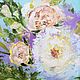 Oil painting with delicate peonies colored on canvas, Pictures, Moscow,  Фото №1