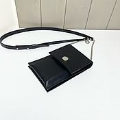Сумки и аксессуары handmade. Livemaster - original item Genuine Leather Phone Bag color black. Handmade.