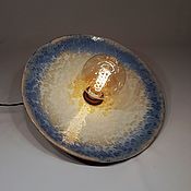 Для дома и интерьера handmade. Livemaster - original item Ceramic lamp with yellow and blue crystals ( diameter 47 cm). Handmade.